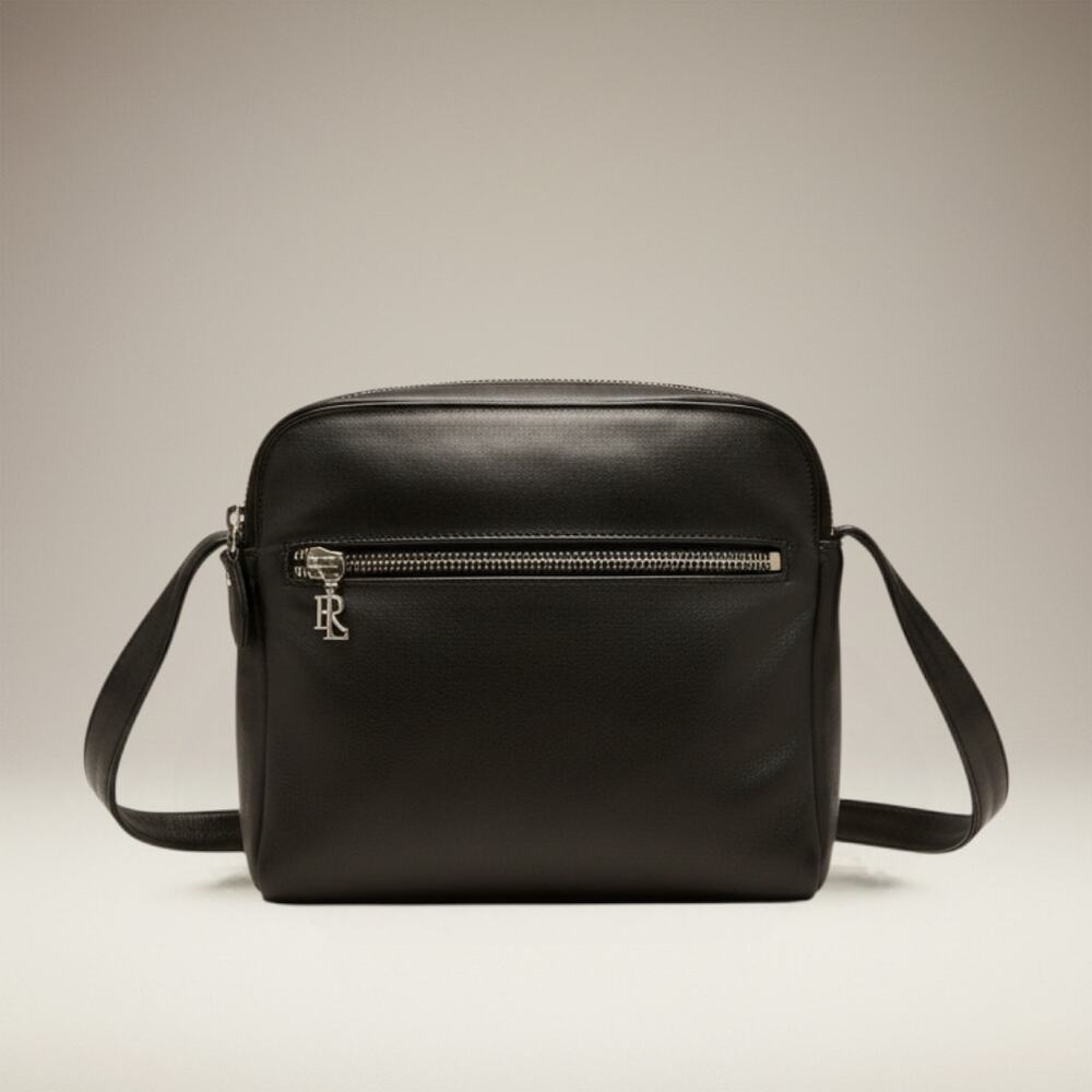 Ralph Lauren Leather Camera Bag Black Crossbody Shoulder Logo Vintage Classic